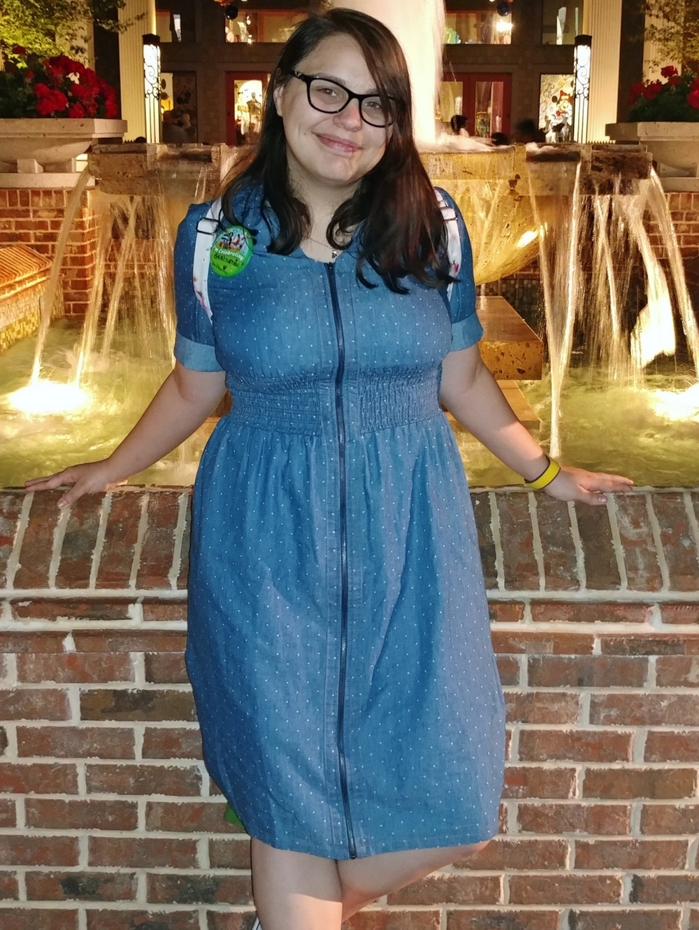 J GLEE Size L Women's Blue Denim Dotted Jean Dress